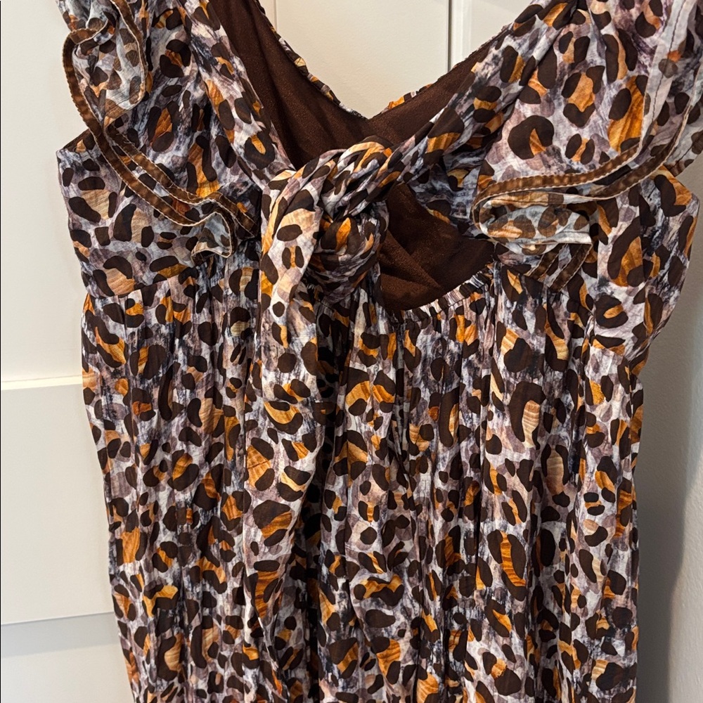 THML Flutter Sleeve Leopard Maxi Dress Medium NWT NEW Flowy Animal Print - Picture 9 of 11